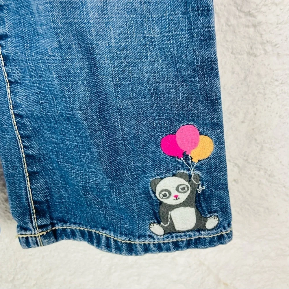 Gymboree cotton Blue Kids embroidered panda balloon heart pocket Jeans size 3T